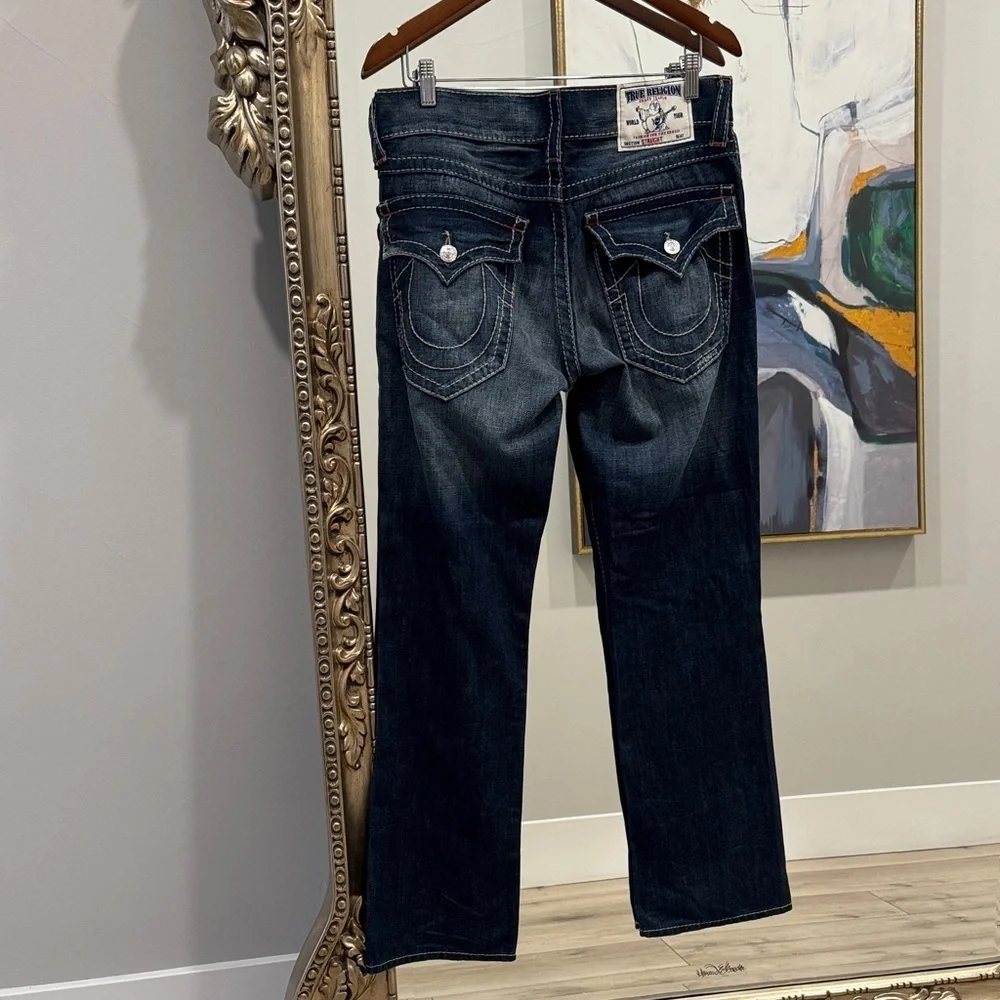 True Religion Navy Distressed Relaxed Jeans